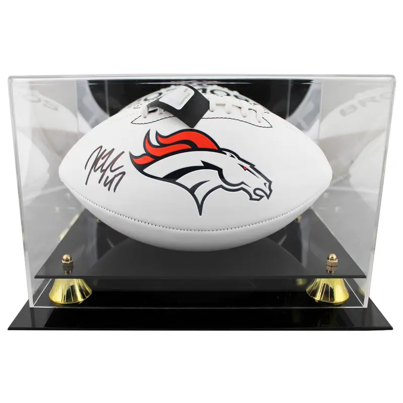 Broncos John Lynch Signed Rawlings White Panel Football W/ Case BAS Witnessed