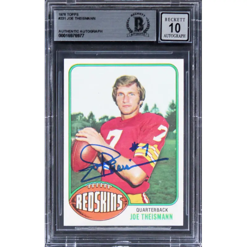 Commanders Joe Theismann Signed 1976 Topps #231 Card Auto 10! BAS Slabbed
