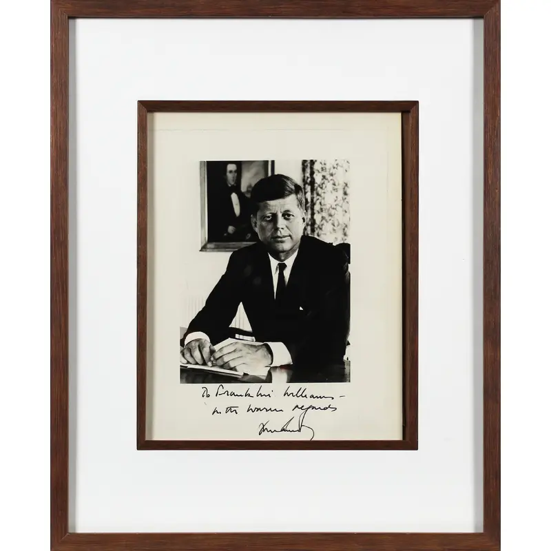 John F. Kennedy "With Warm Regards"  Signed 8x10 Framed B&W Photo BAS #AC33540