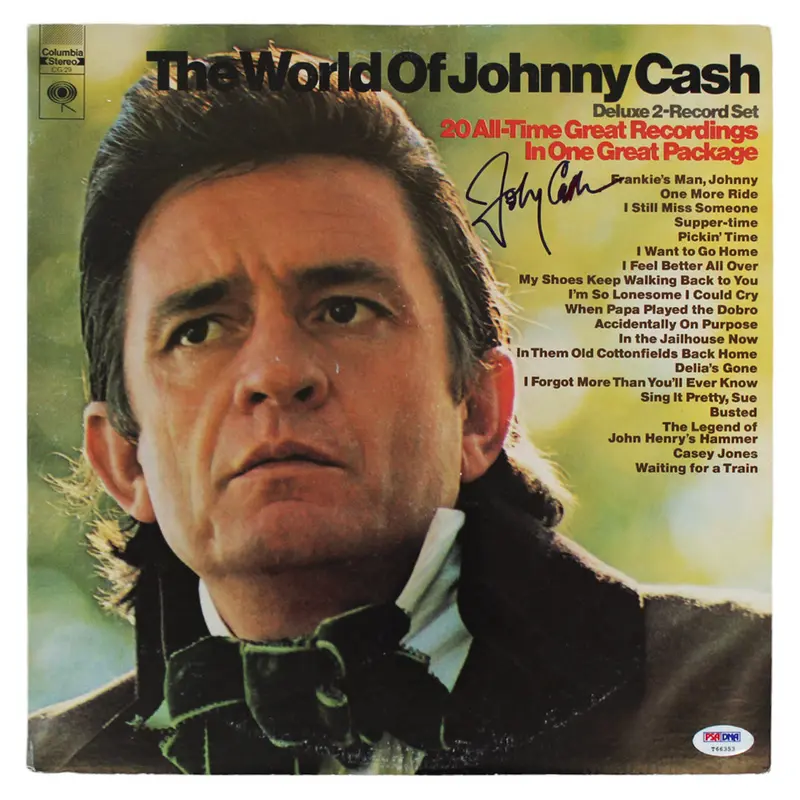 Johnny Cash Authentic Signed The World Of Johnny Cash Album Cover PSA #T66353