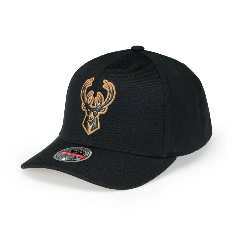 Mitchell & Ness - Leather Logo Snapback - Milwaukee Bucks - Black
