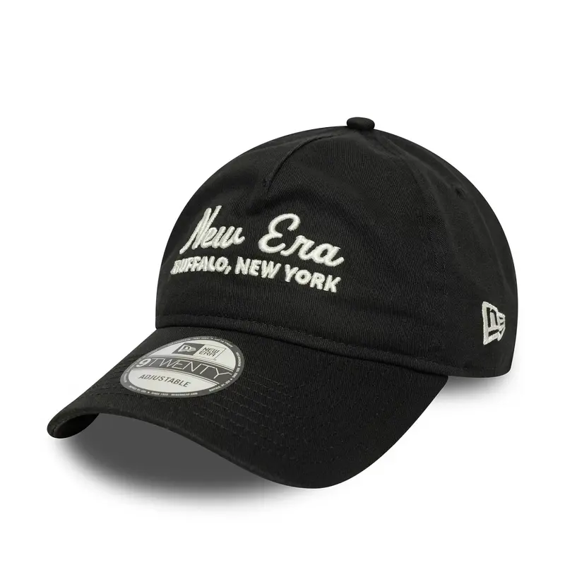 New Era Script Black 9TWENTY A-Frame Adjustable Cap