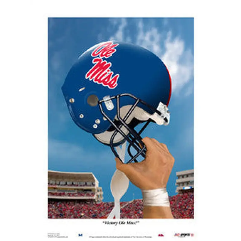 Ole Miss Rebels Football "Victory" Football Art Poster Print - USA Sports Inc.