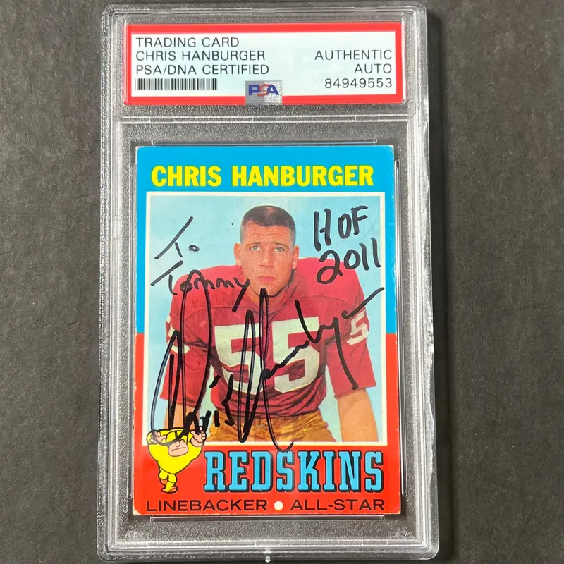 1970 Topps #97 Chris Hanburger Signed Card AUTO PSA slabbed Washington Football Team