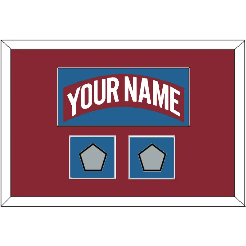 Colorado Nameplate & 2 Stanley Cup Finals Patches - Road Burgundy (1995-1996) - Single Mat 2