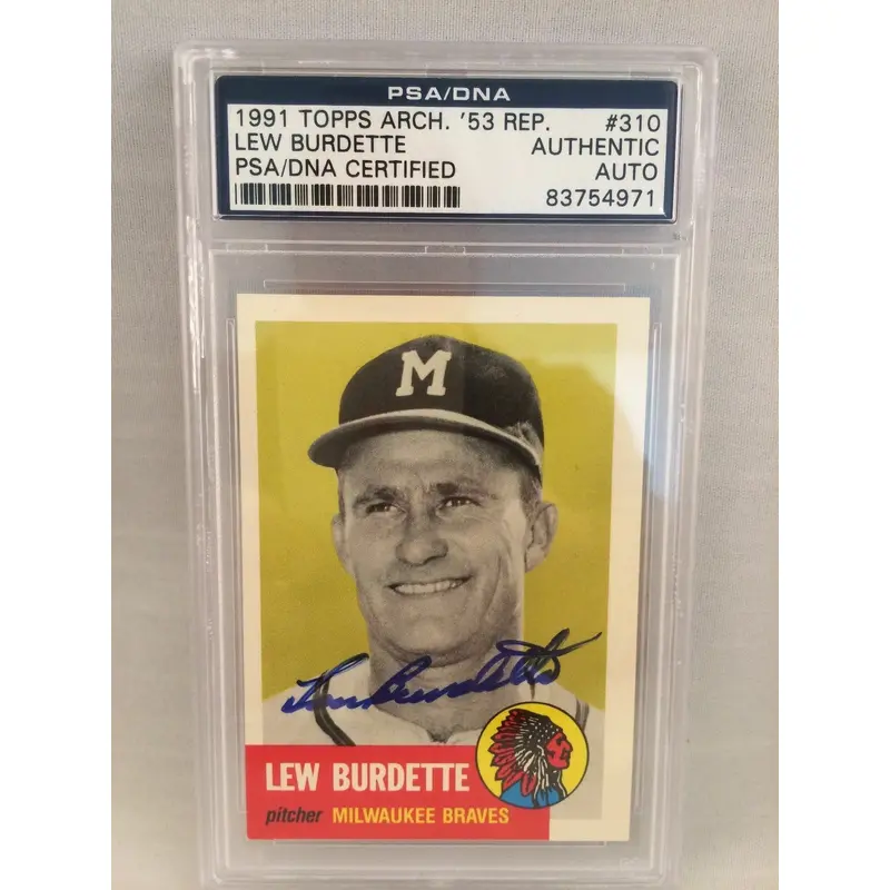 1991 Topps Archives Lew Burdette Signed Baseball Card Psa Dna
