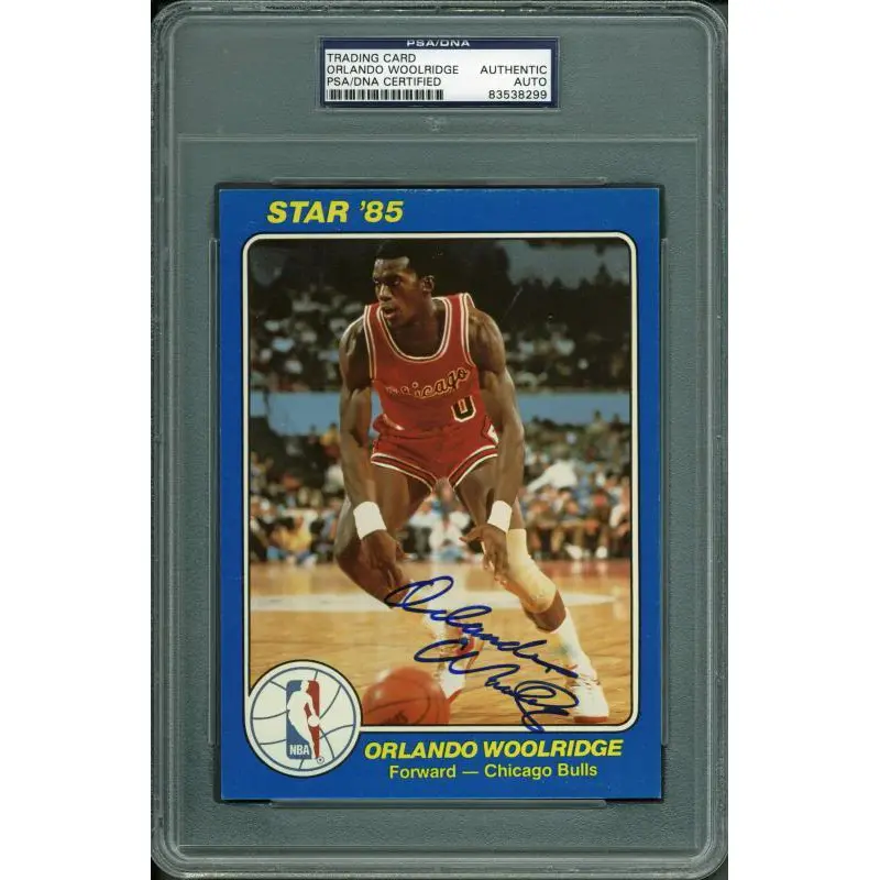 Bulls Orlando Woolridge Authentic Signed Card 5X7 Star '85 Blue PSA/DNA Slabbed