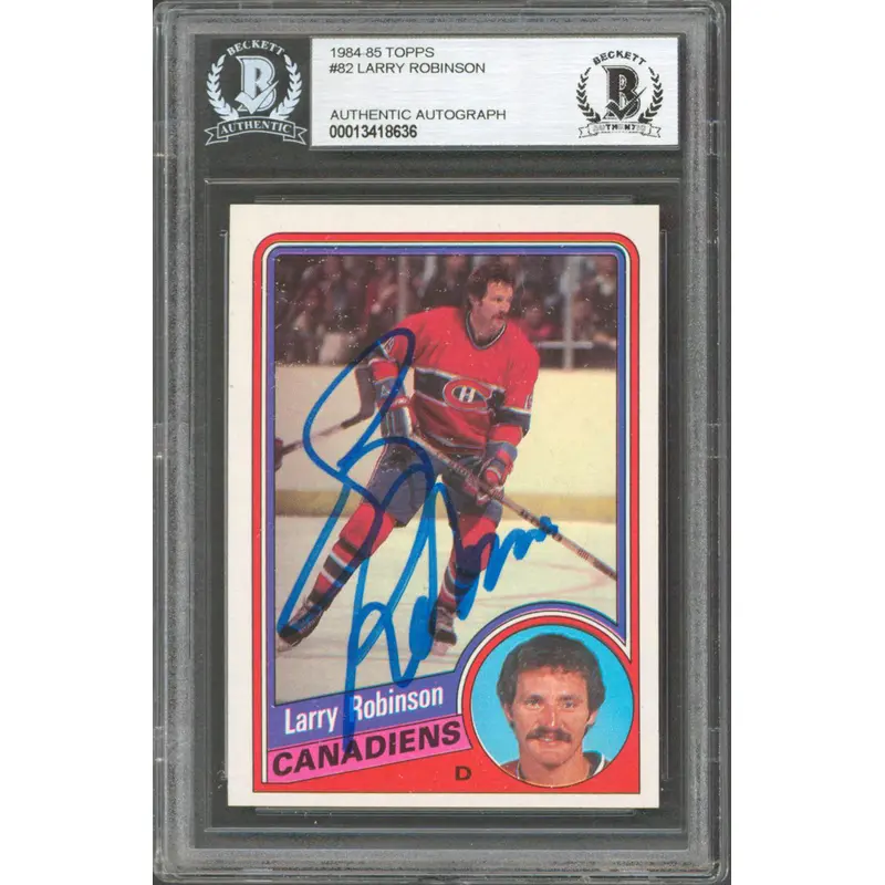 Canadiens Larry Robinson Authentic Signed 1984 Topps #82 Card BAS Slabbed