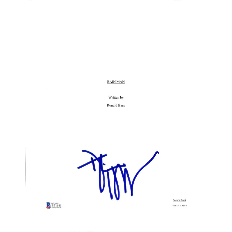 Dustin Hoffman Authentic Signed 8.5x11 Rain Man Script Cover BAS #B71611