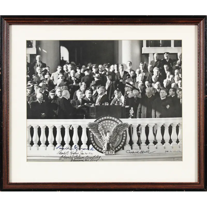 Franklin D. Roosevelt +4 Signed & Framed 10x13 Black & White Photo BAS #AC33523