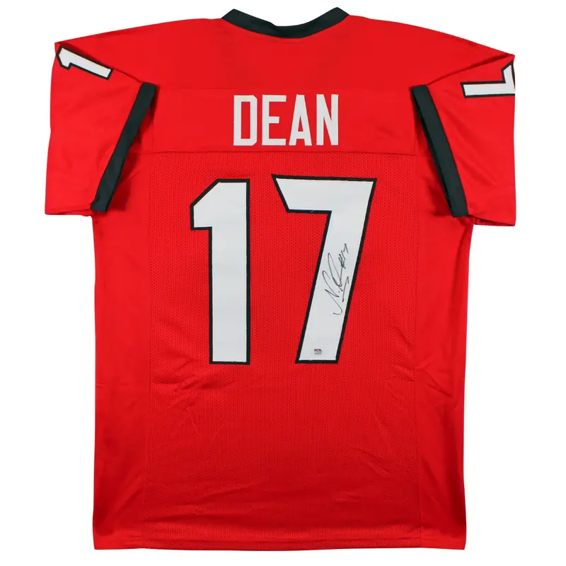 Georgia Nakobe Dean Authentic Signed Red Pro Style Jersey PSA/DNA Itp