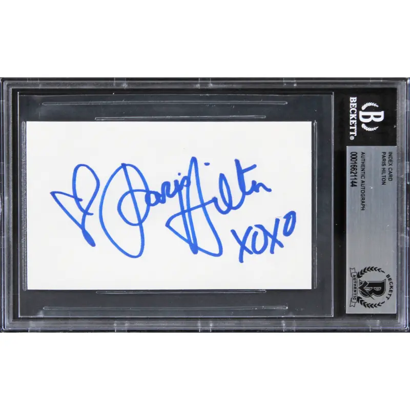 Paris Hilton "Xoxo" Authentic Signed 3x5 Index Card Autographed BAS Slabbed 1