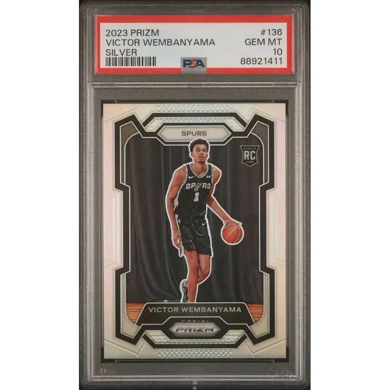 Victor Wembanyama 2023 PAnini Prizm Rookie #136 Silver Prizm PSA 10 Gem Mint 1411