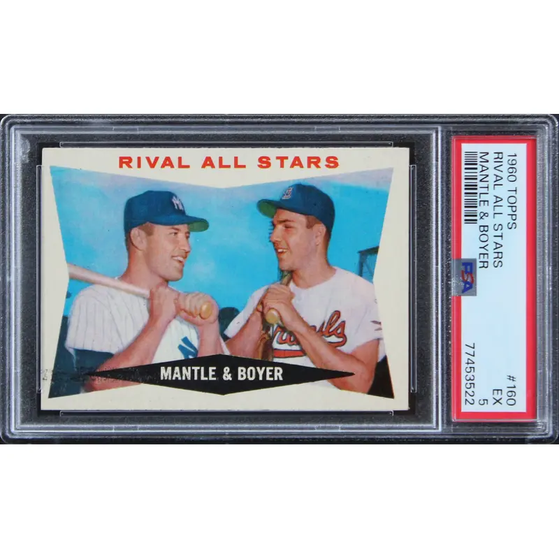 Mickey Mantle & Ken Boyer 1960 Topps #160 Rival AS Card Graded EX-5 PSA Slabbed