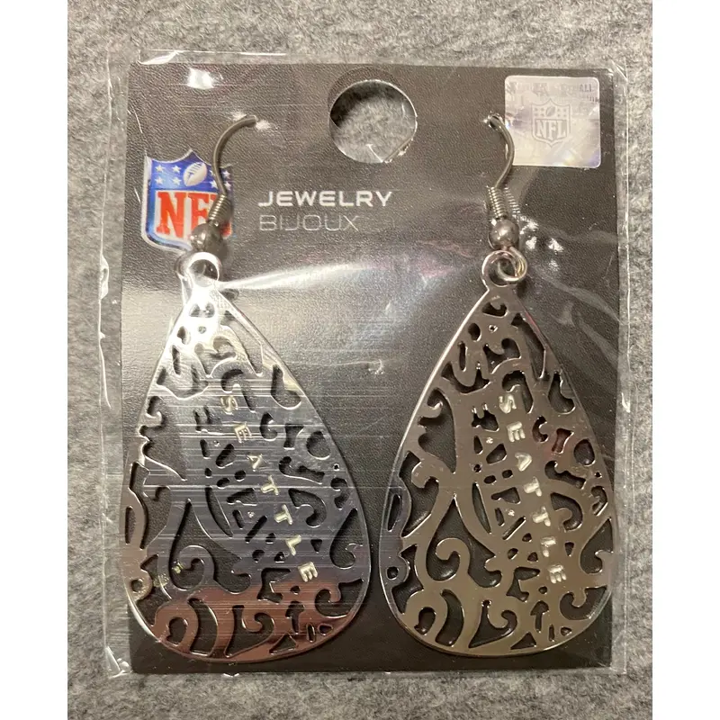 Silver Seattle Seahawks Drop Earring
