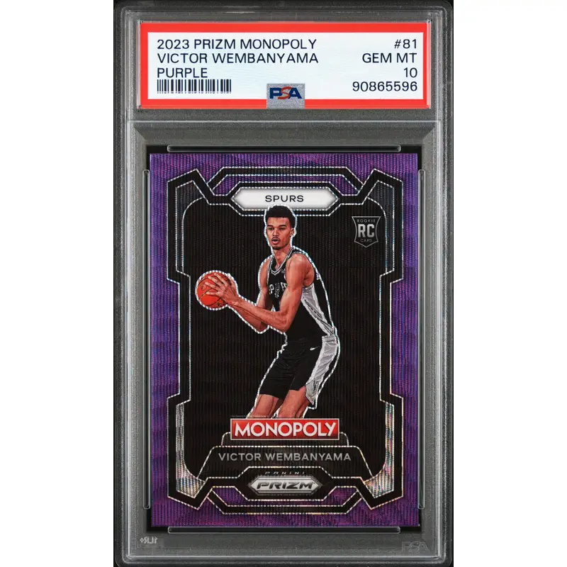 Victor Wembanyama 2023 Prizm Monopoly Purple Wave Rookie PSA 10 Gem Mint 5596