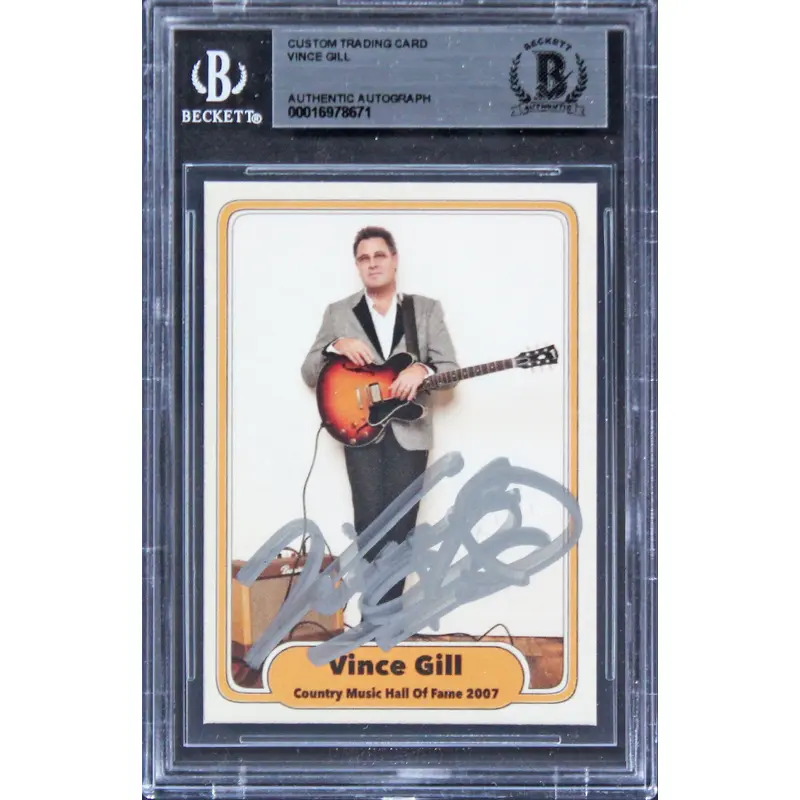 Vince Gill The Eagles Authentic Signed Custom Trading Card BAS Slabbed