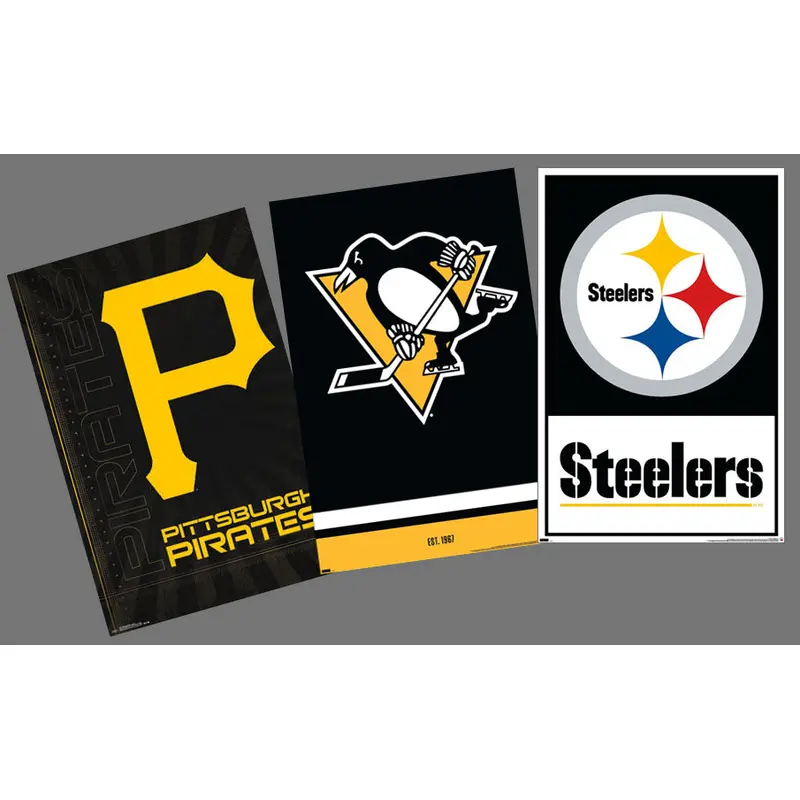 COMBO: Pittsburgh, Pennsylvania Sports Teams 3-Poster Combo (Steelers, Penguins, Pirates)