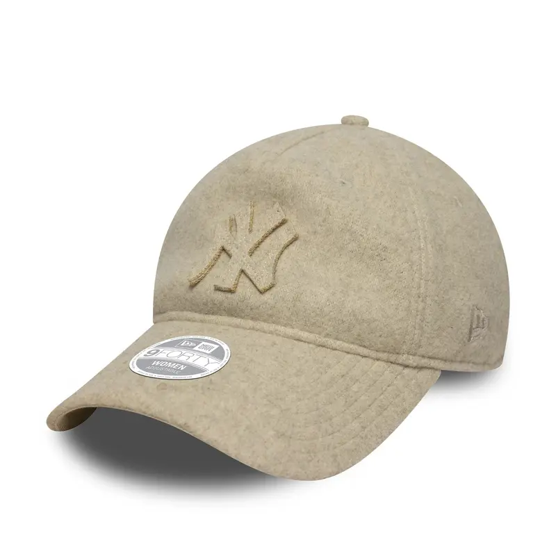 New York Yankees Womens MLB Melton Luxe Light Beige 9TWENTY A-Frame Adjustable Cap