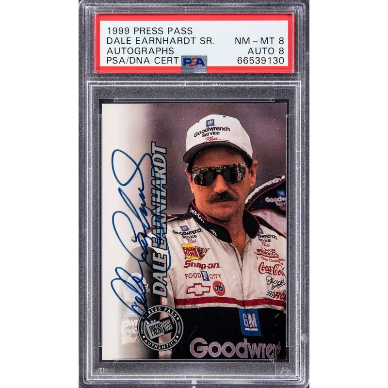1999 Press Pass Dale Earnhardt Sr.  Autographs Signed Card #25/75 PSA 8