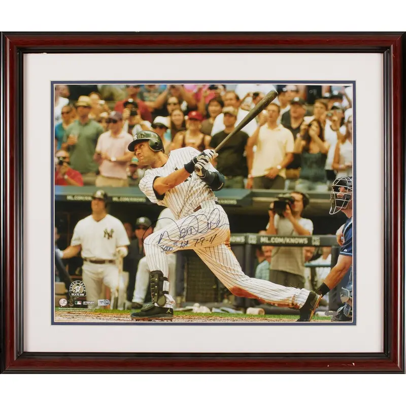 Derek Jeter 3,000th Hit 7-9-11 Signed Inscribed 16x20 Framed Photo Steiner RARE