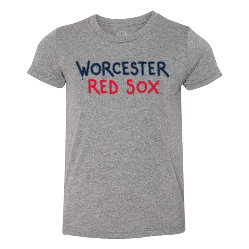 Worcester Red Sox Gray Youth Spray Paint Tee