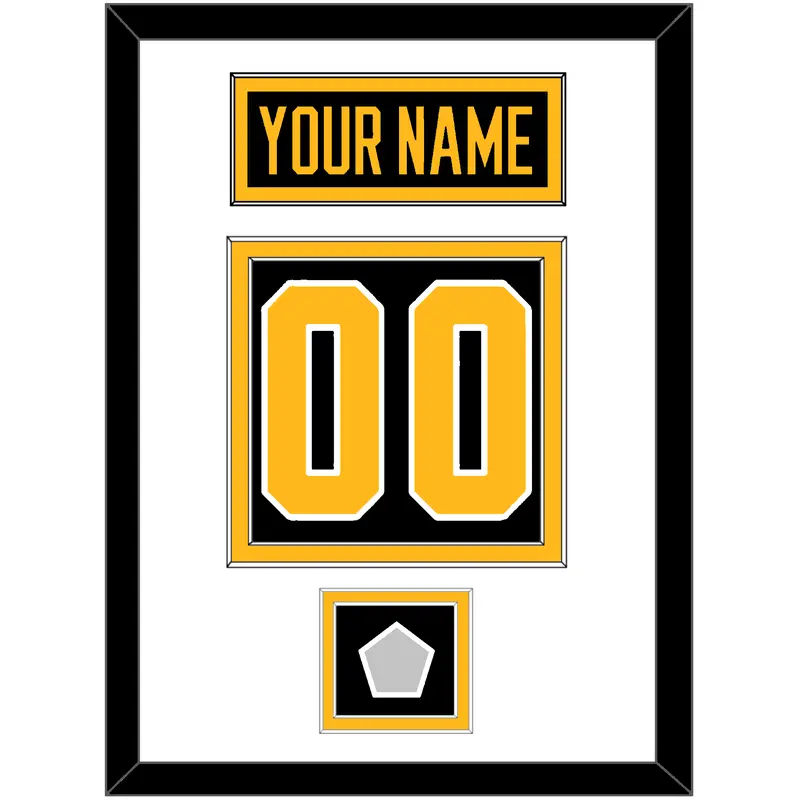 Pittsburgh Nameplate, Number (Back) & Stanley Cup Finals Patch - Home Black - Double Mat 1