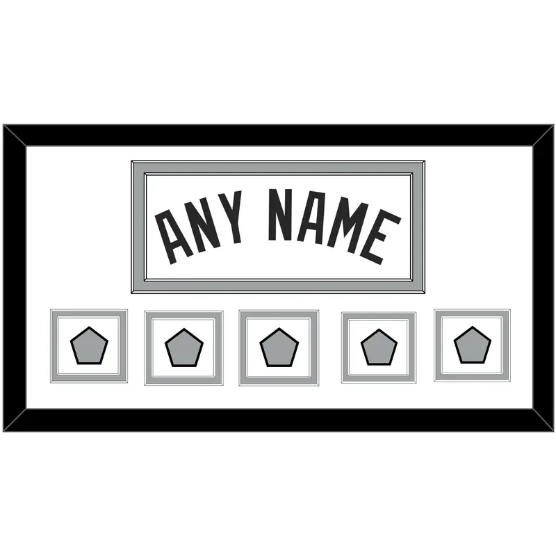 San Antonio Name With 5 Champions Banner Patches - Home White (1989-2002) - Double Mat 1