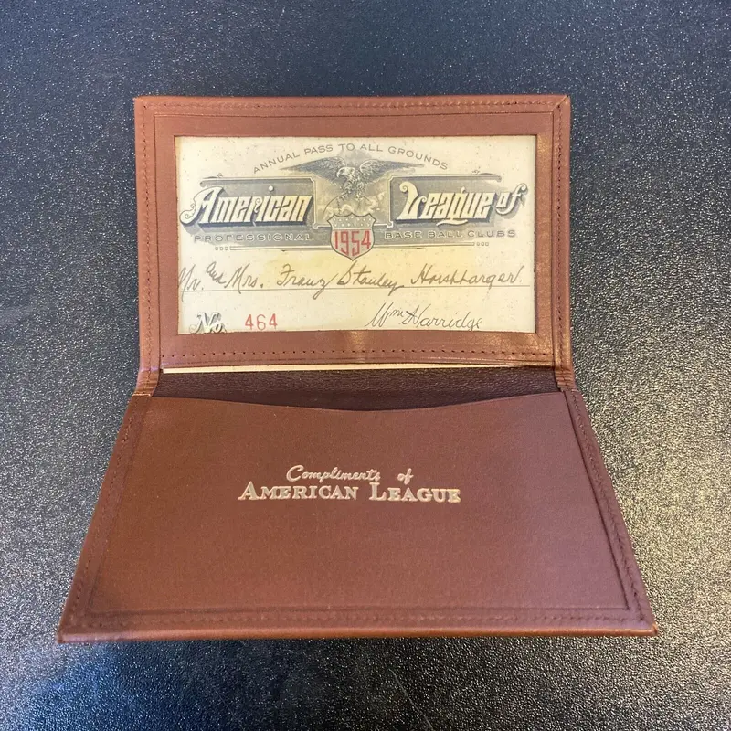 1954 American League Baseball Annual Pass All Parks Signed By William Harridge
