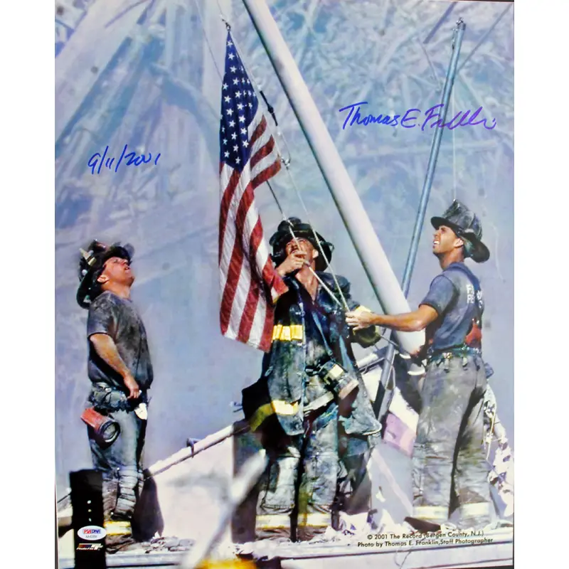 9/11 16x20 Photo - 3 Firefighters Raising Flag Signed By Thomas E. Franklin PSA