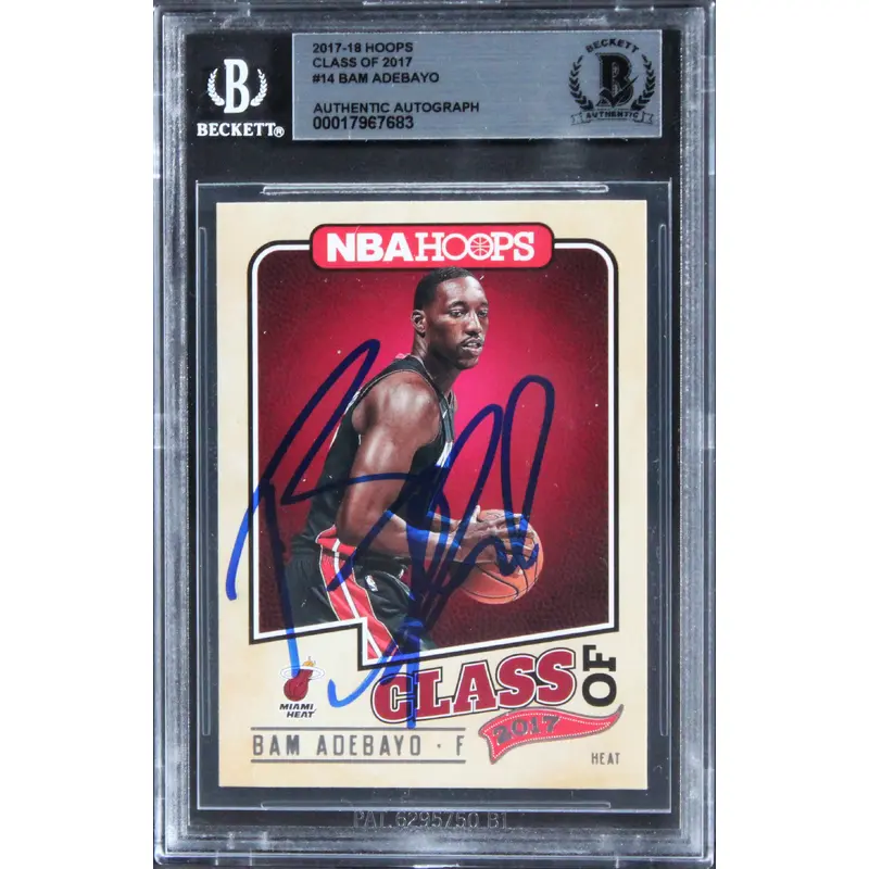 Heat Bam Adebayo Signed 2017 Hoops Class Of 2017 #14 Rookie Card BAS Slabbed