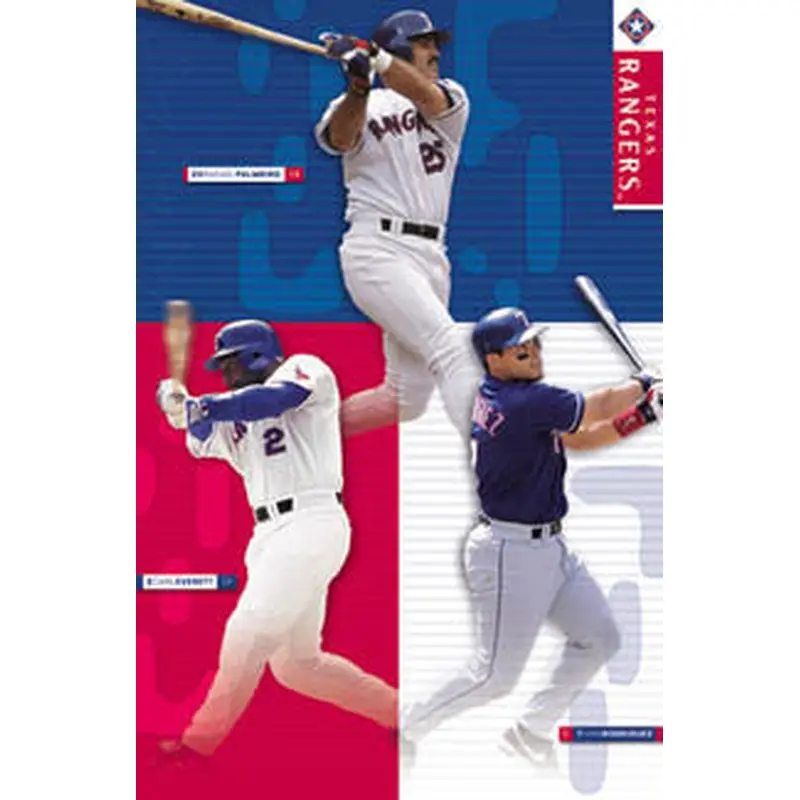 Texas Rangers "Three Stars" Poster (Pudge, Palmiero, Everett) - Costacos 2002