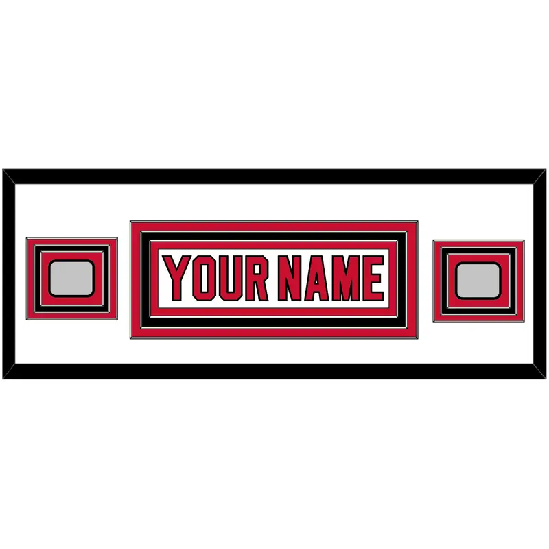 New Jersey Nameplate & 2 Stanley Cup Finals Patches - Home White (1992-2007) - Triple Mat 2