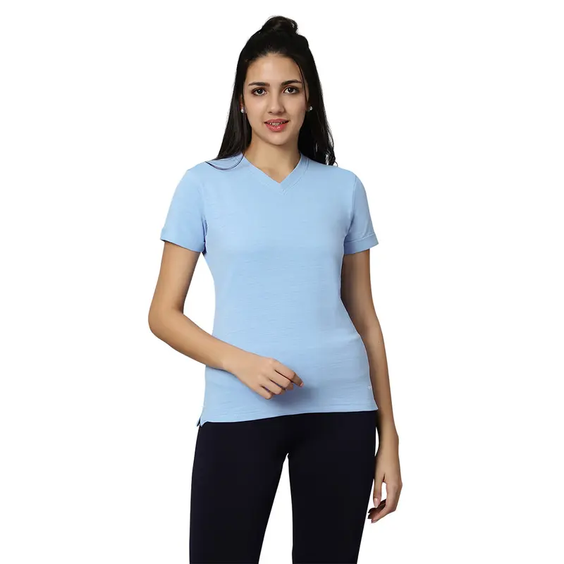 Kd V Neck Women'S T-Shirt - Sky Blue Omtex | Kibi Sports