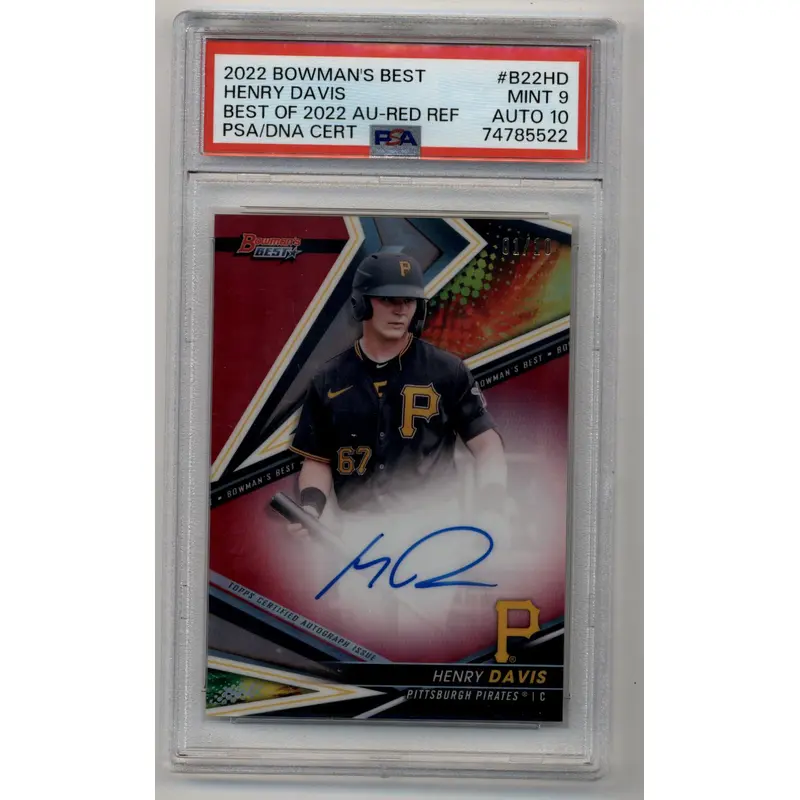 Henry Davis 2022 Bowman's Best Best of 2022 Red Auto 1/10 PSA 9 Mint Auto 10