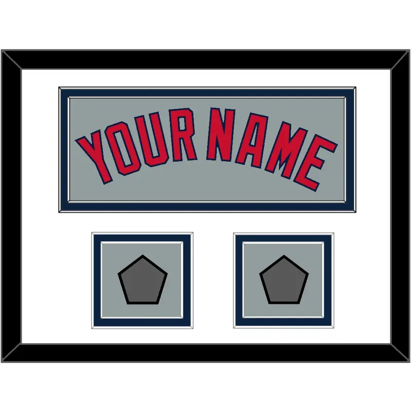 Boston Name & Two World Series Champions Patches - Road Gray - Double Mat 2