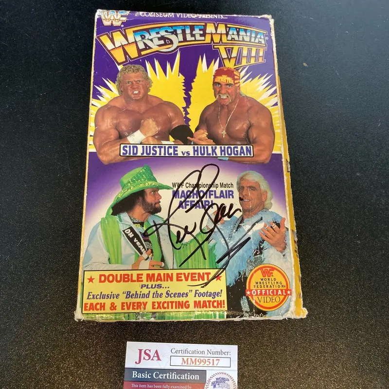 Ric Flair Signed Wrestlemania WWF Wrestling Hulk Hogan VHS Movie JSA COA
