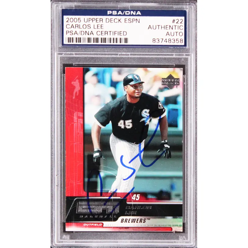 White Sox Carlos Lee Authentic Signed 2002 Upper Deck ESPN #22 Card PSA/DNA Slab