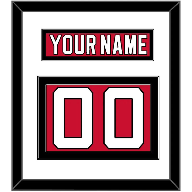 New Jersey Nameplate & Number (Back) - Home Red (2007-2017) - Double Mat 1