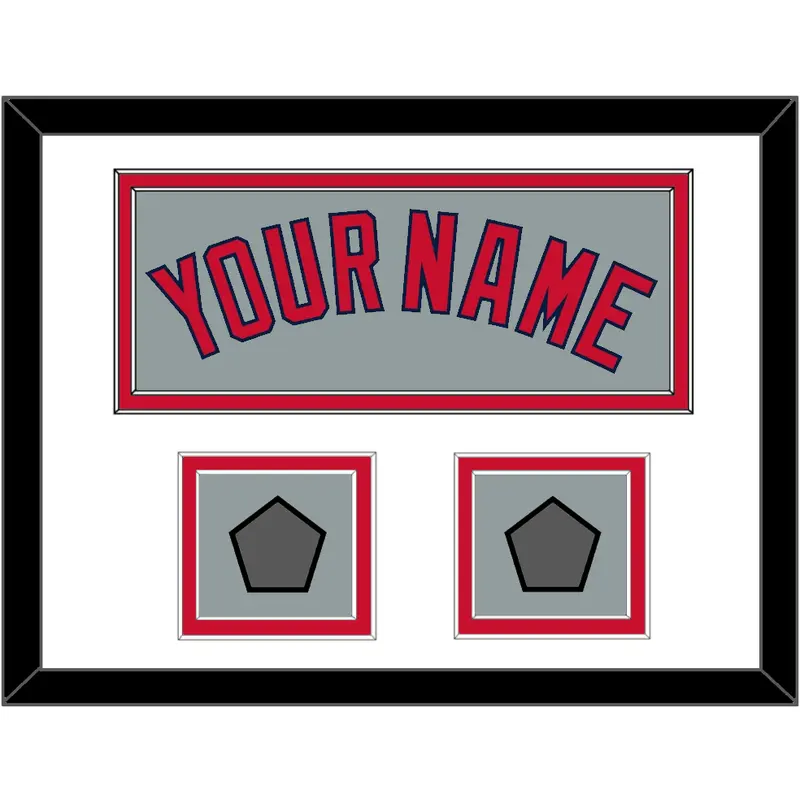 Boston Name & Two World Series Champions Patches - Road Gray - Double Mat 1