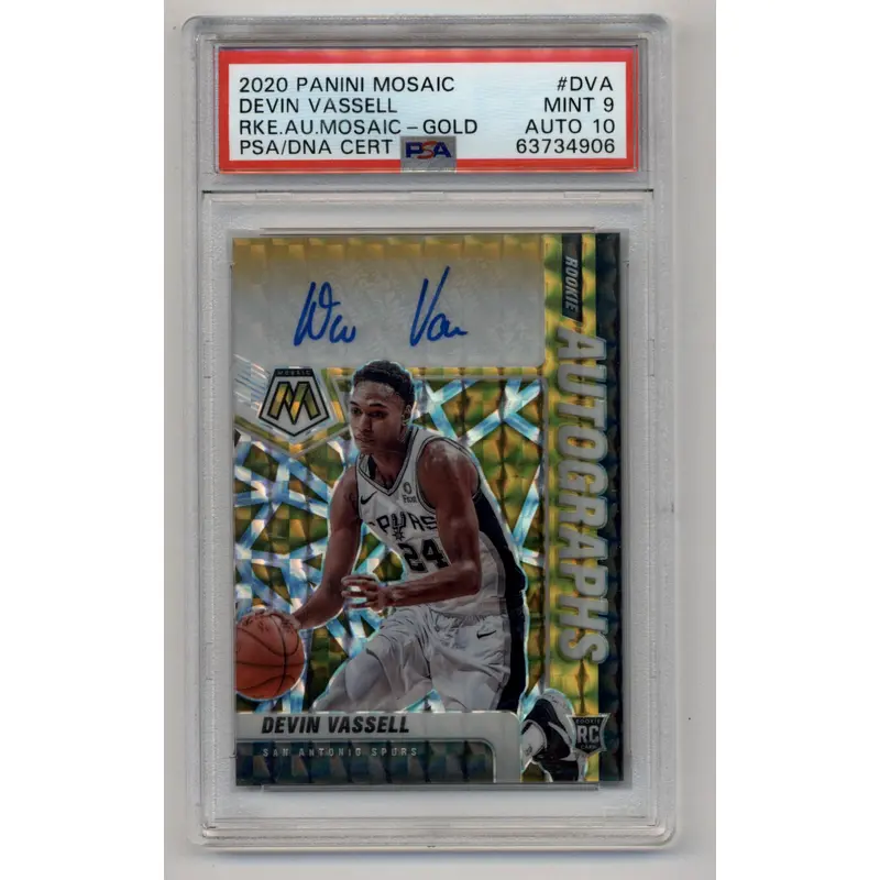 Devin Vassell 2020-21 Mosaic Rookie Auto Gold 10/10 PSA 9 Mint Auto 10