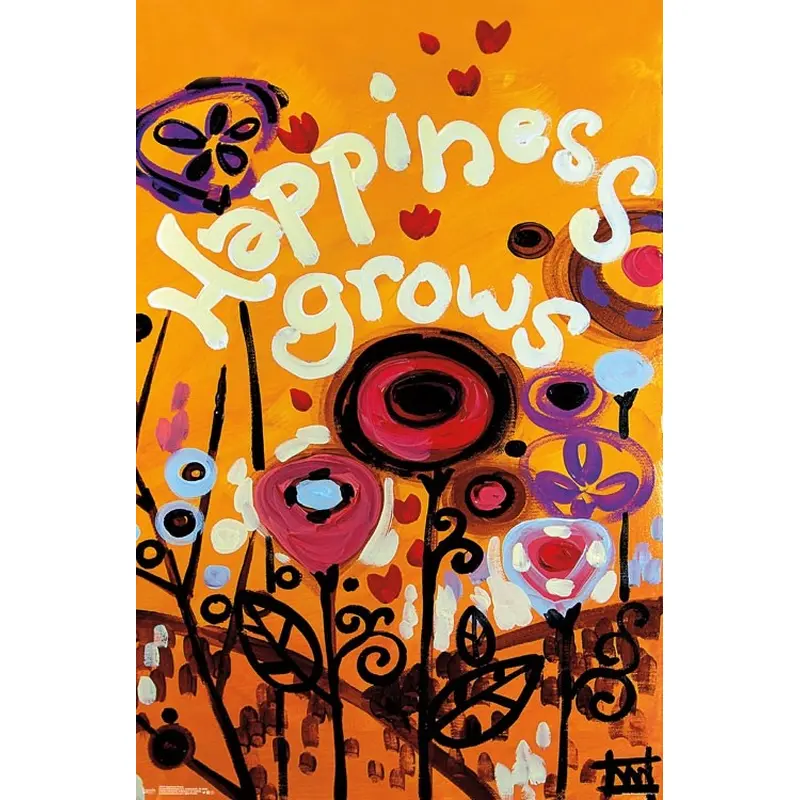 Happiness Grows Inspirational Flowers Art Wall Poster - Trends International Inc.
