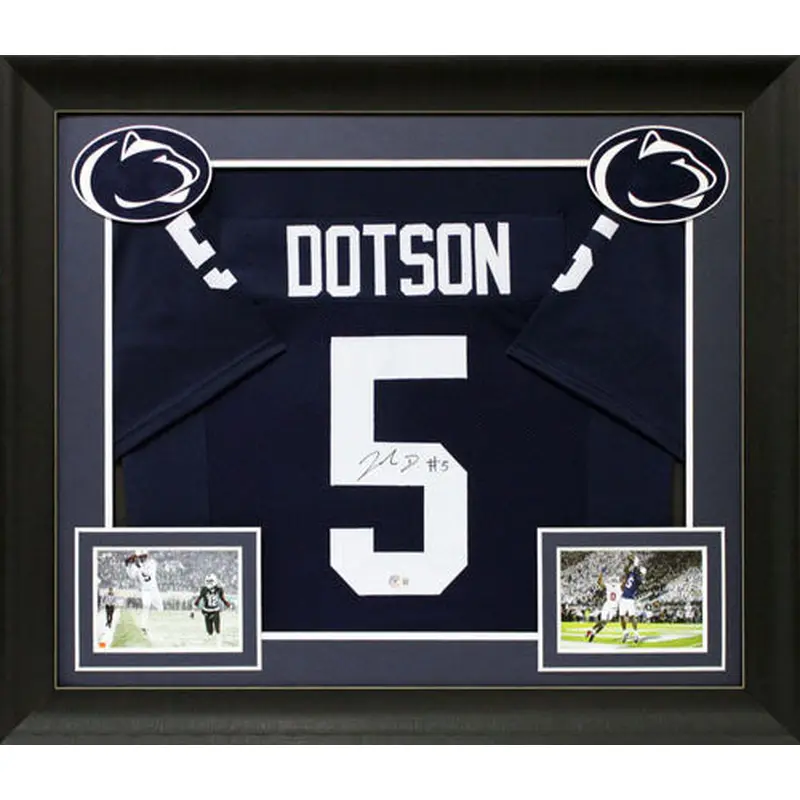 PSU Jahan Dotson Authentic Signed Navy Blue Pro Style Framed Jersey BAS