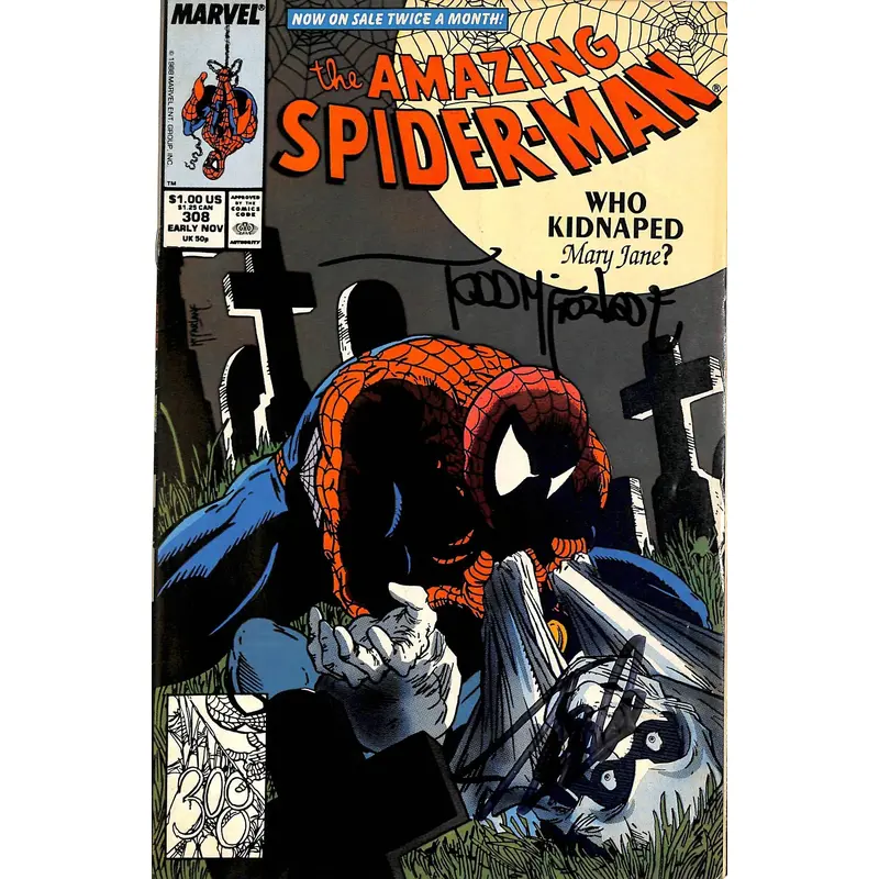 Stan Lee & Todd McFarlane Signed The Amazing Spider-Man #308 Comic BAS #E35325