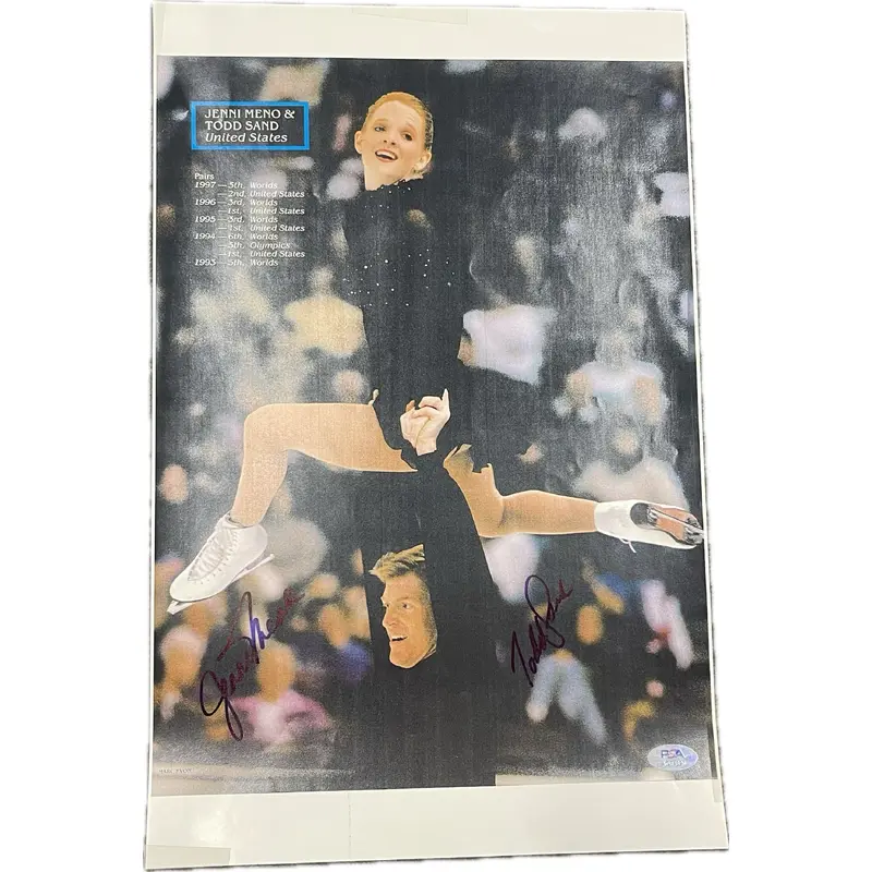 Todd Sand and Jenni Meno Signed Poster PSA Autographed Figure Skating