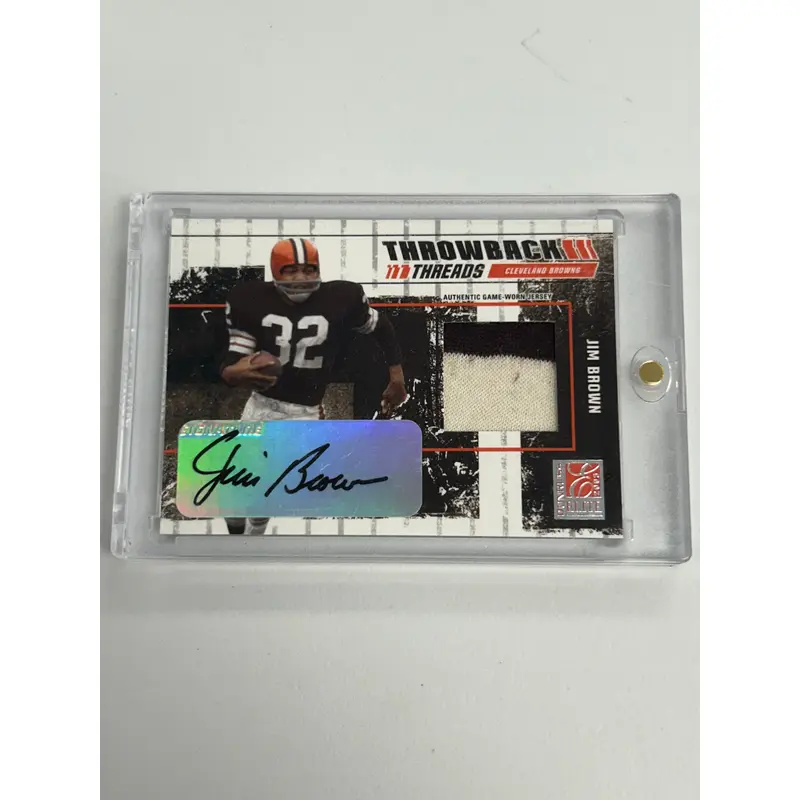 Jim Brown 2003 Donruss Elite Throwback Threads Patch Auto #20/250