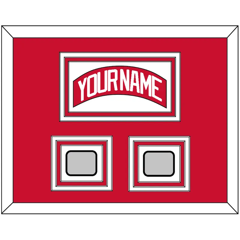 Detroit Nameplate & 2 Stanley Cup Finals Patch - Road Red (1997-2007) - Triple Mat 1
