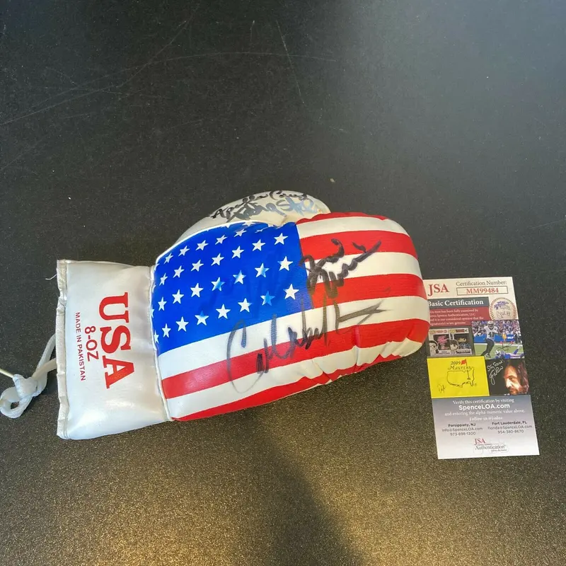 Carl Weathers, Talia Shire, Michael B. Jordan Signed Glove JSA COA Rocky Creed