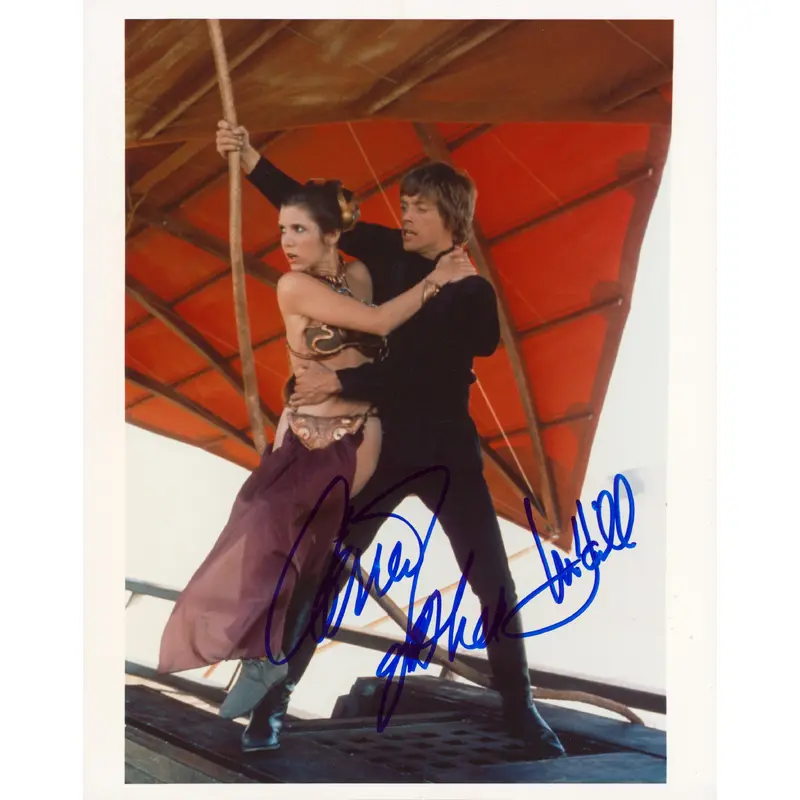 Mark Hamill & Carrie Fisher Star Wars Signed 8x10 Photo Auto 10! BAS #AC71201