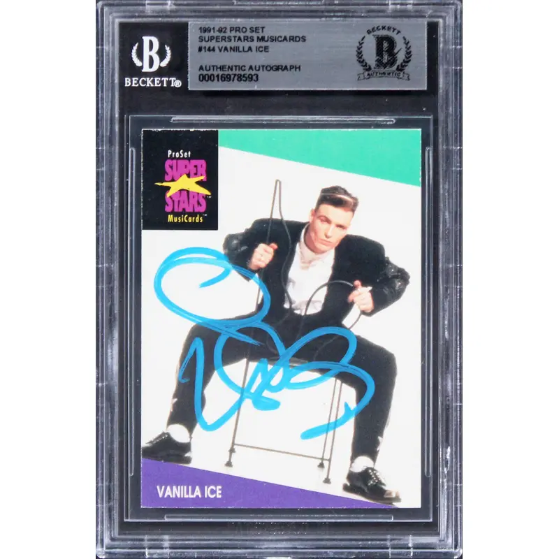 Vanilla Ice Signed 1991 Pro Set Superstars Musicards #144 Card BAS Slabbed